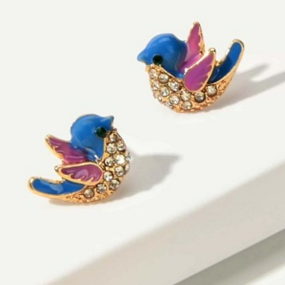 Rhinestone Bird Stud Earrings